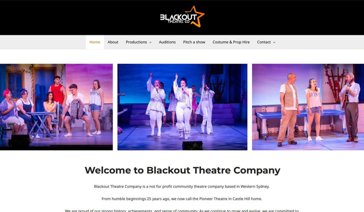 Blackout Theatre Company website preview