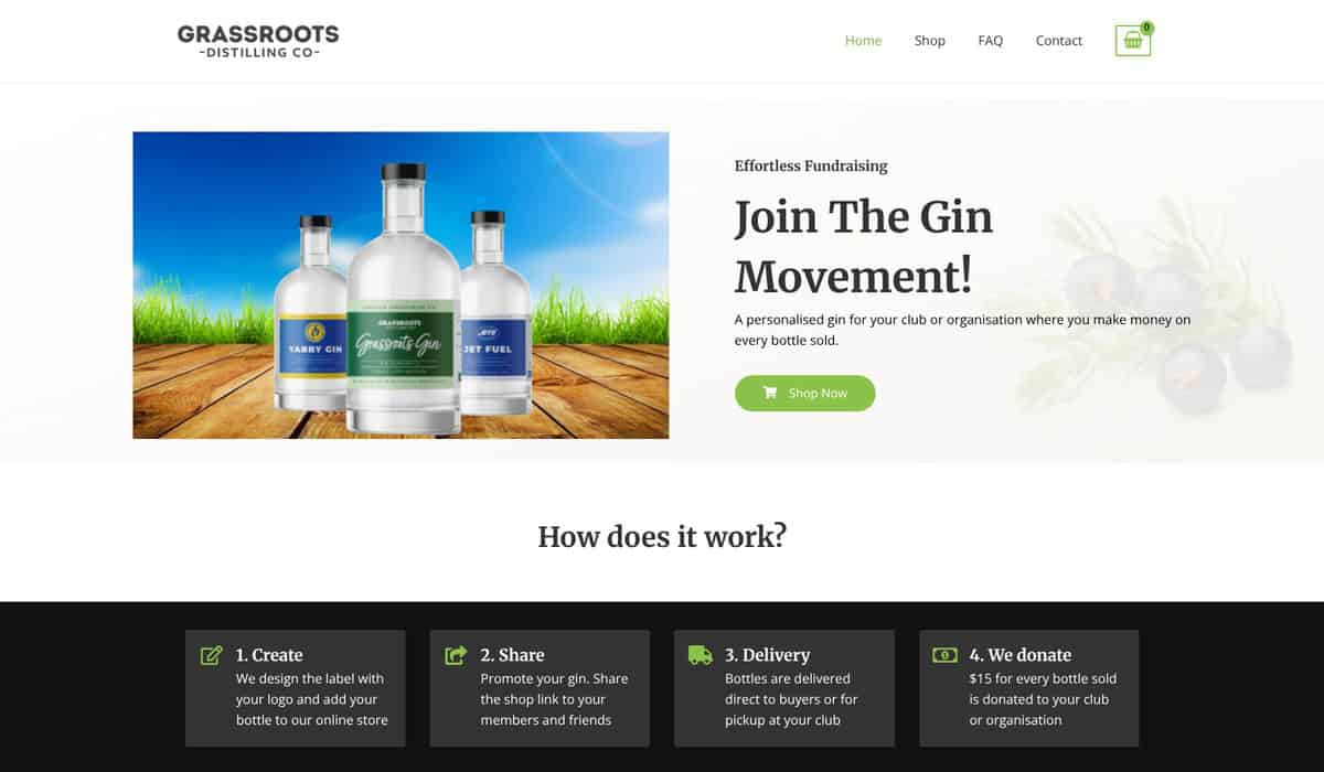 Grassroots Distilling Co website preview
