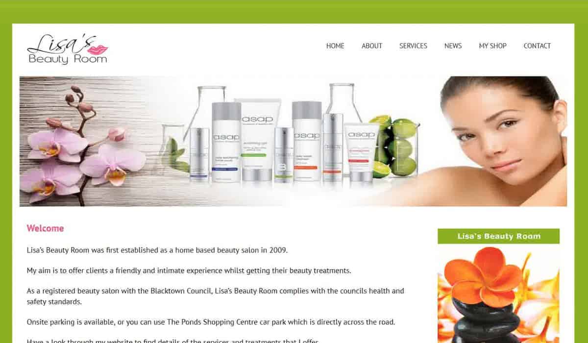 Lisa's Beauty Room website preview