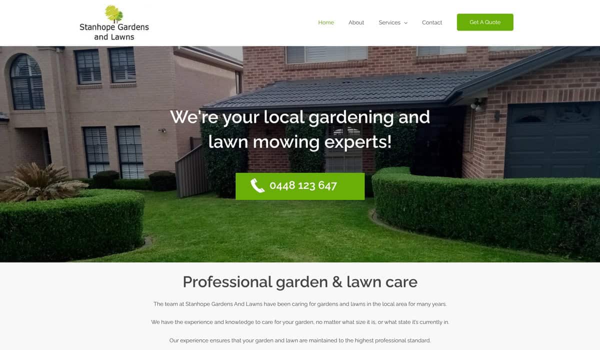 Stanhope Gardens and Lawns website preview