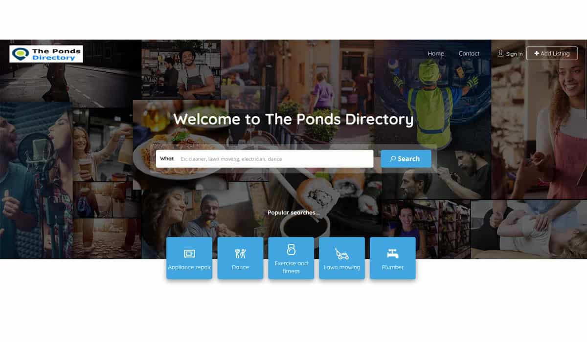 The Ponds Directory website preview